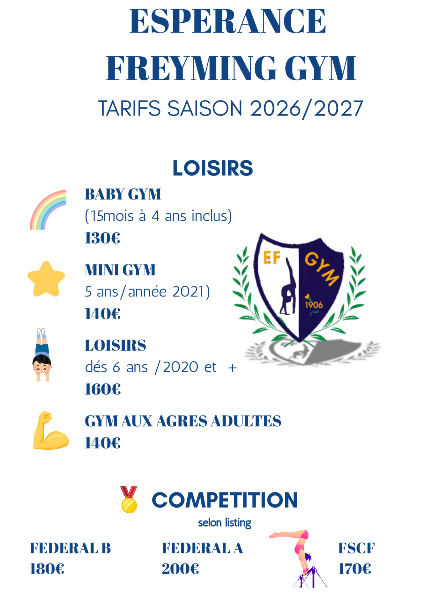 Tarifs saison 2627